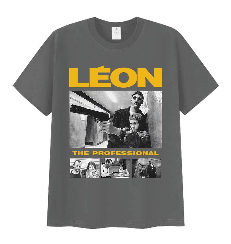 Летний фильм 2025 года Леон Профессионал Графический 100% Чистый Хлопок Печатная Футболка Мужская Мода Круглый Вырез Короткий Рукав Высокое Качество