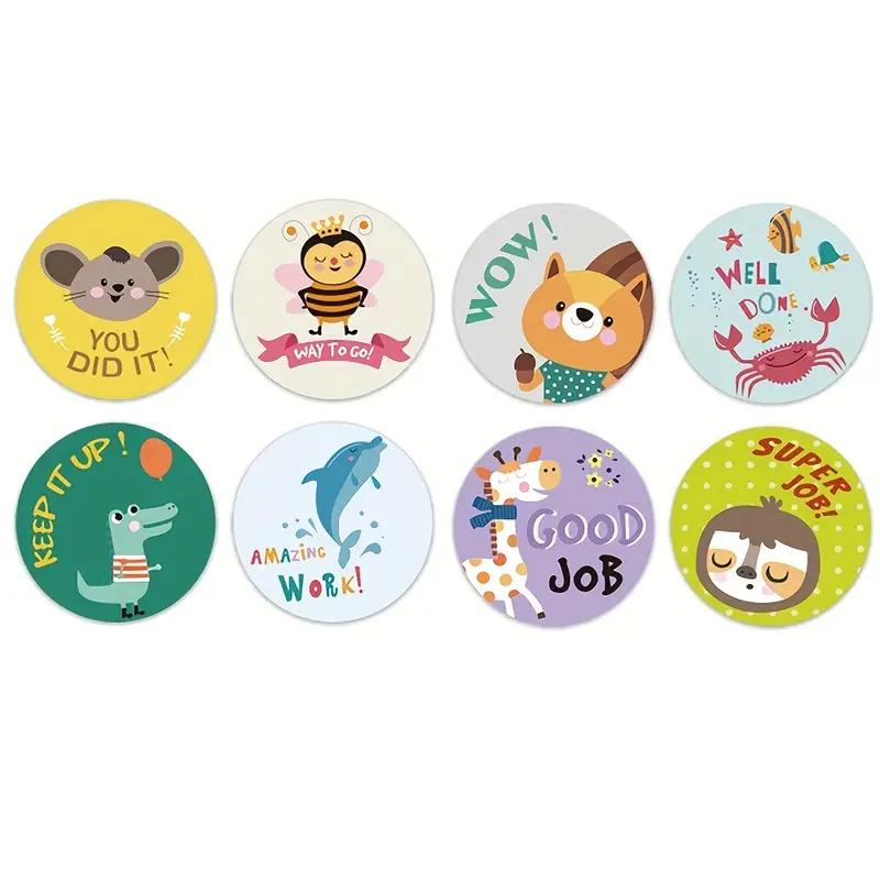 500 шт. Наклейки с мультяшными животными, милые круглые узоры, запечатывающие наклейки для школьной награды, учительские принадлежности, декор для фотокарточек, этикетки