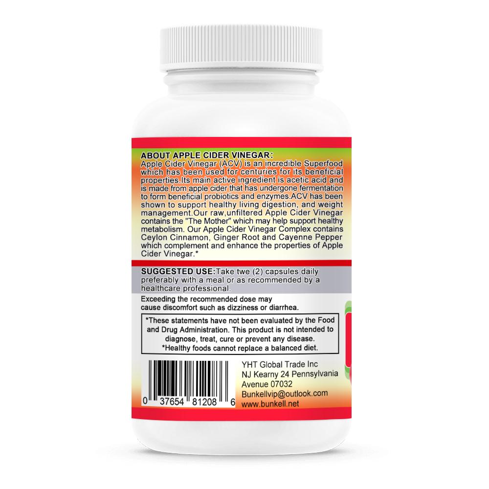 Apple cider vinegar, ginger root powder, 120 Vegetable Capsules Dietary Supplement