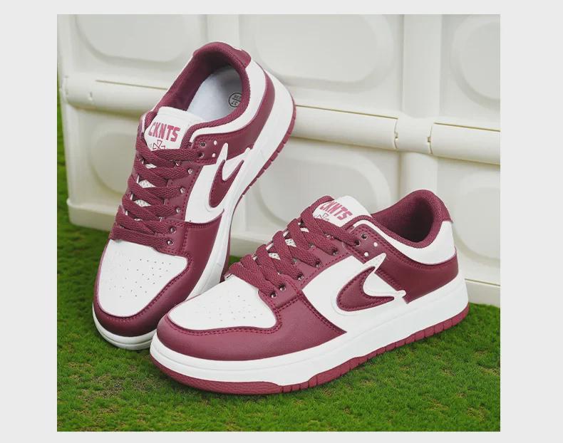 Женские кроссовки в гонконгском стиле: 2024 Модные повседневные белые спортивные туфли на шнуровке