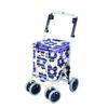 Aluminum Wire Cart Floral Pattern Blue A-0245H
