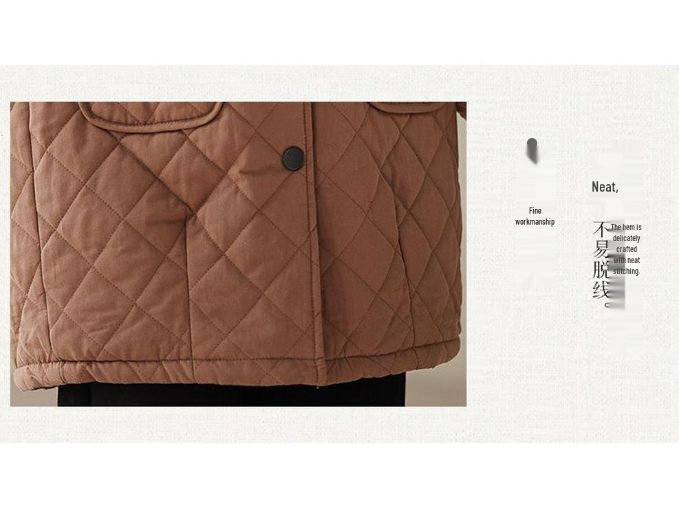 Женская стеганая хлопковая куртка средней длины с капюшоном – Теплая овечья шерсть, Доступна в оранжево-красном, кофейно-зеленом, черном цвете