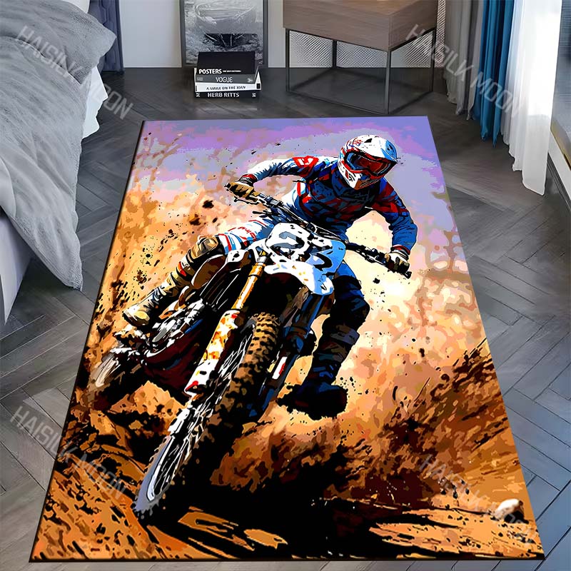 1PC Motocross racing mud spray action Carpet for Living Room Bedroom Sofa Home Decor Rus Non-slip Floor Mat Luxury Gift