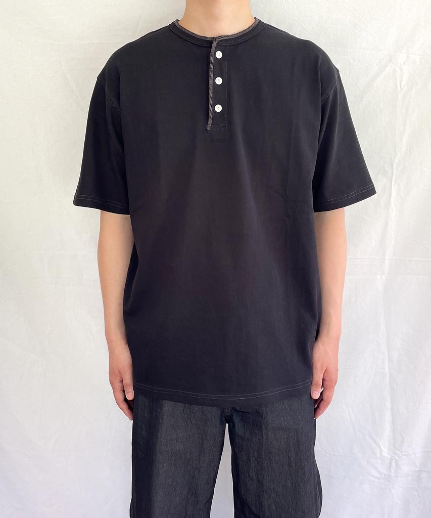 YOUNEEDGARMENTS Футболка Хенли с коротким рукавом (Черный/Шов)