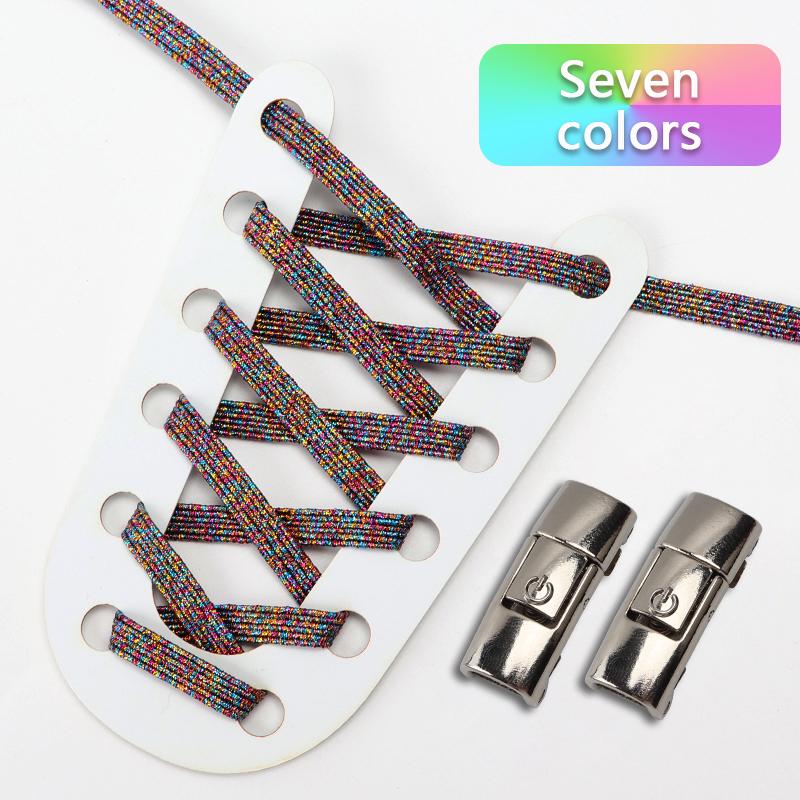 NO.8 Радужные шнурки для кроссовок, новая модернизация, магнитный металлический замок, шнурки без завязок для детей и взрослых, ленивый быстрый шнурок с резиновой лентой, шнурок для обуви