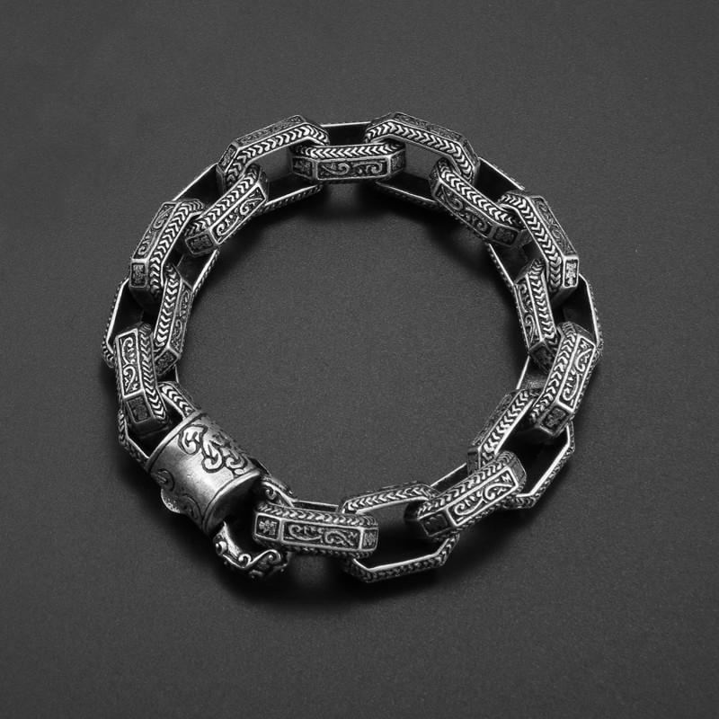 Titanium Steel Punk Style Mens Bracelet With Retro Geometric Black Oxidized Antique Finish