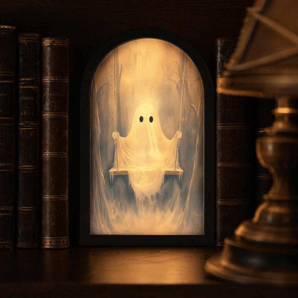 Illuminated Light Up Ghost Mirror Ghost Shaped LED Wall Mirror Gothic Horror