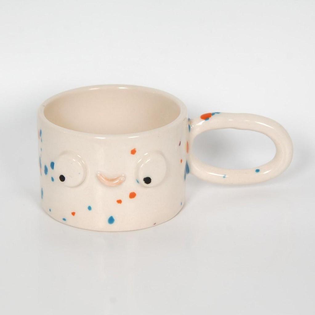 Дизайнерская кружка с длинной ручкой, кофейная чашка, улыбающееся лицо, белая керамическая кружка высокого качества