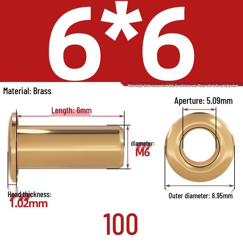 Pure Brass Hollow Rivets & Copper Eyelets Fasteners M1.3–M5
