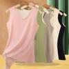 Women Thermal Tank Top Square Neck Sleeveless Warm Camisole Top with Front And Back Pockets Winter Double Layer Basic Undershirts