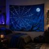 Halloween Tapestry Bat Silhouettes Hanging Bats Tree Branch Teal Gothic Dark Aesthetic