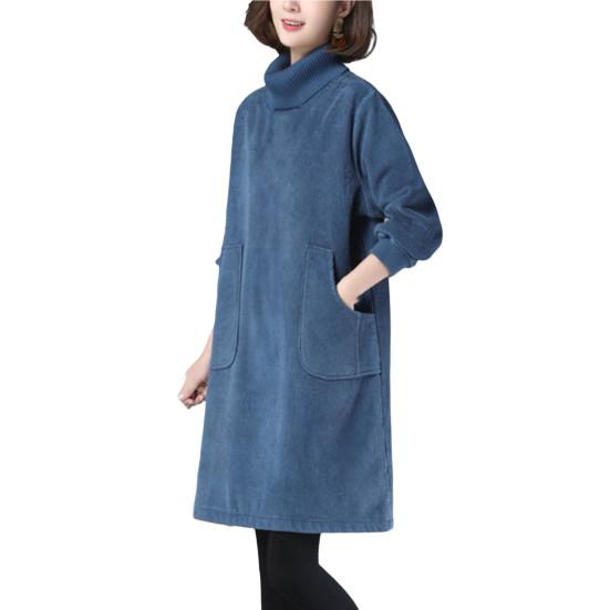 Повседневное платье больших размеров, морозостойкое выше колена, простое осенне-зимнее плотное повседневное платье, уличная одежда