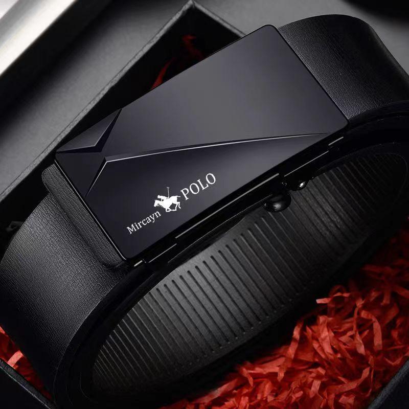 Мужской кожаный ремень с автоматической пряжкой из натуральной воловьей кожи для молодежи, повседневный индивидуальный корейский вариант трендового брючного ремня