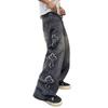 Loose Fit Straight Leg Denim Jeans Men Water Washed Casual Hip Hop Style Cotton Blend High Waist