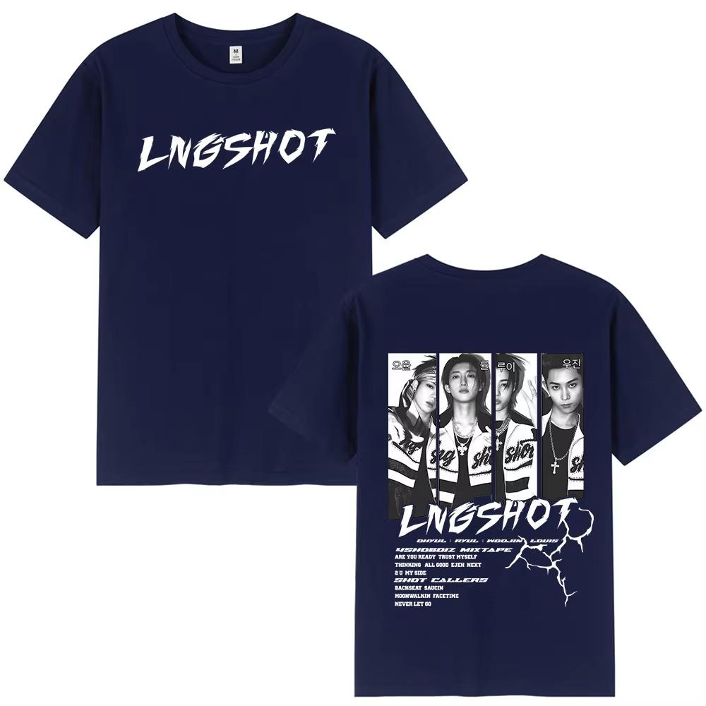 Korean Kpop Lngshot OHYUL RYUL WOOJIN LOUIS Shirt Unisex Unisex Clothing Y2K Short Sleeve Fashion Hip Hop Tops Cotton Casual Tshirt