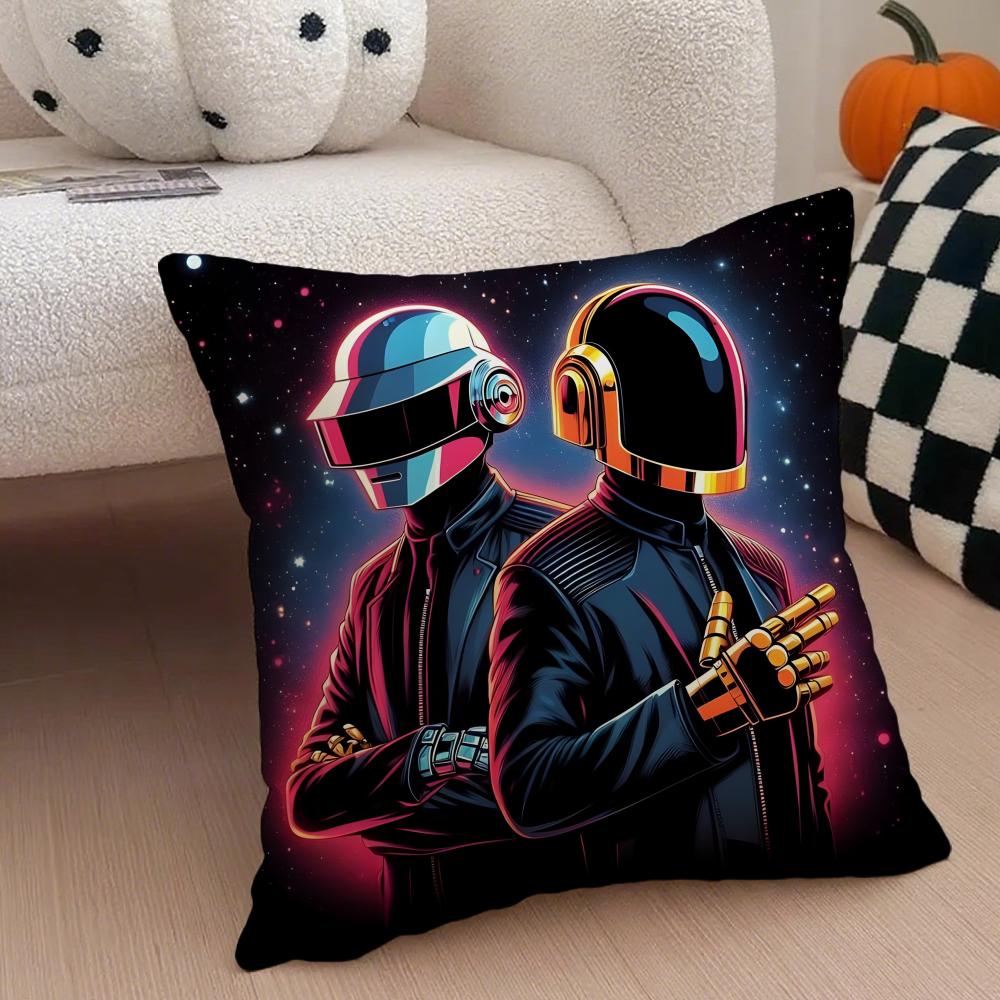 DDaft PPunk Band Cushion Cover Throw Pillow Cover Hidden Button Durable Polyester Chair Cushion