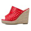 Fashion Cut-outs Platform Women's Slippers Wedge Heels Mules Shoes Summer Sandals For Women Open Toe Knitted Wedge Shoes Large Size 45
