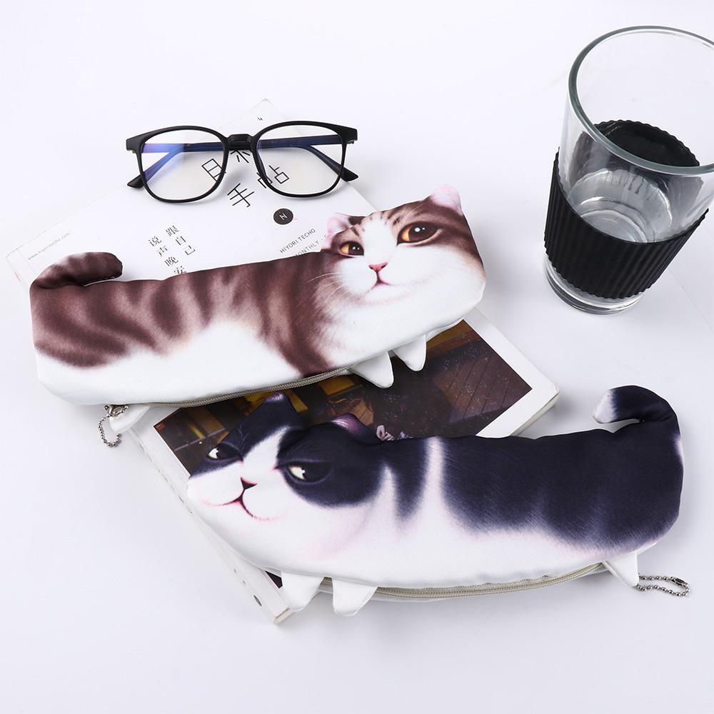 School Supplies Pencil Pouch Pencil Case Pen Bag Simulation Cartoon Cat Storage Organizer
