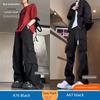 Large Pocket Cargo Pants for Men, Autumn Style, Black, Extended Length, Tall Men's Pants, Casual Straight-Leg Sweatpants