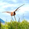 Rusty Iron Swallow Sculpture Garden Stakes Iron Hummingbird Garden Stake Decorative for Patios and Lawn Ornament