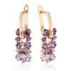 1 Pair Shiny Geometric Purple Zircon Drop Dangle Earrings for Women Luxury Gold Color Wedding Jewelry Gift