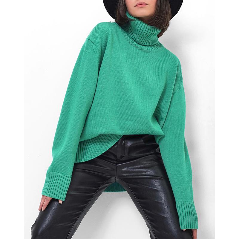 Women's Oversize Sweater Turtleneck Vintage Pullover Jumper Women Winter Thick Warm Knitted Sweater Soft for Women