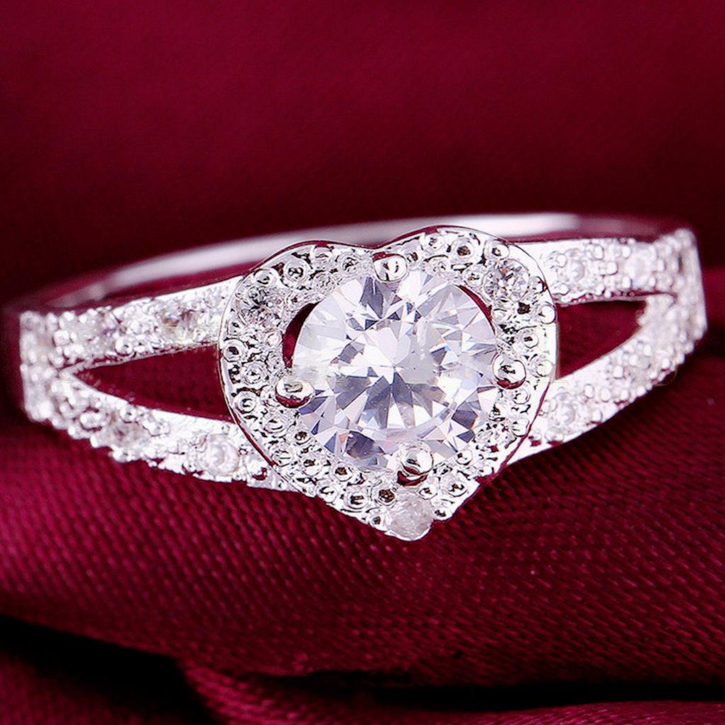 Модное кольцо в форме сердца, любовное кольцо для женщин, европейское и американское кольцо с цирконом для внешней торговли в форме сердца 