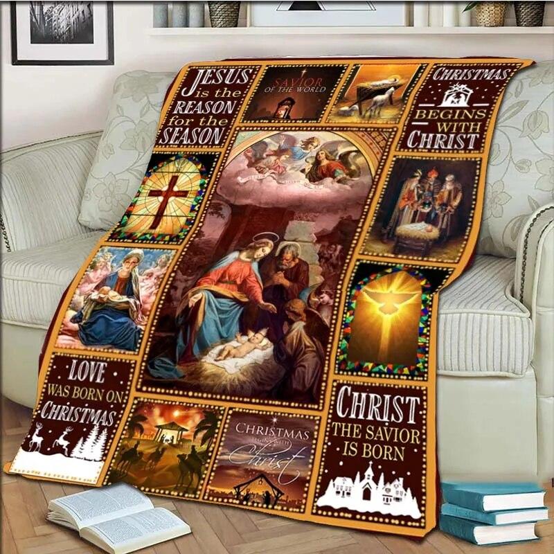 Одеяло с Девой Марией и Иисусом для офиса, дома, пешего туризма, пикника, толстое одеяло, модное покрывало, фланелевое одеяло, пледы