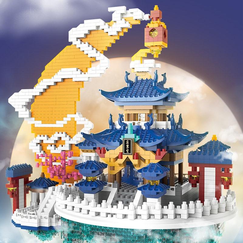 Высококачественные строительные блоки из АБС-пластика с микрогранулами-бриллиантами, совместимые с Lego, игрушка-замок в традиционном китайском стиле, оптовая продажа