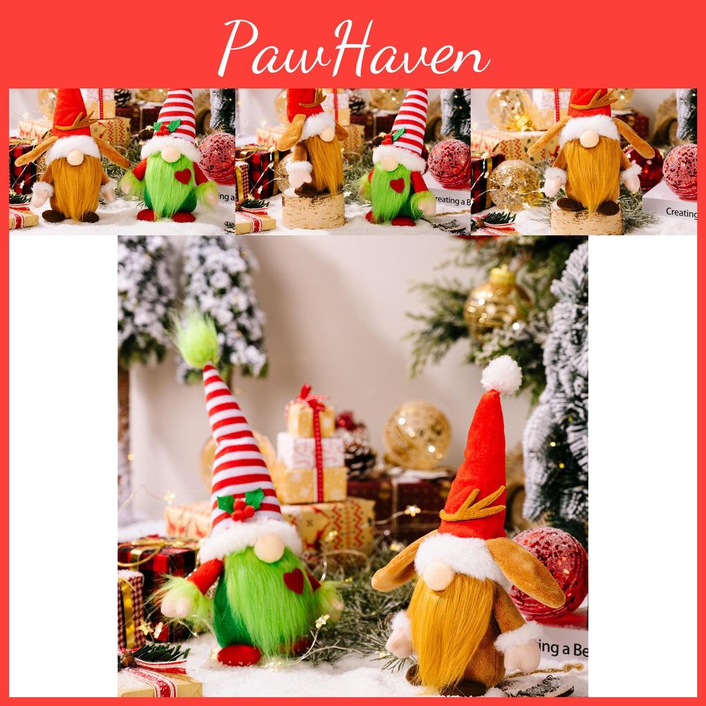 Adorable Red And White Striped Grinch And Rudolph Gnome Christmas Decoration Plush Figure