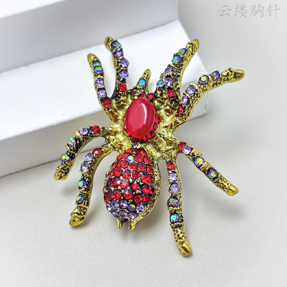 Винтажный стиль, брошь для пальто, блестящие стразы, декор в форме паука, шаль, булавка для шарфа, мужской костюм, пальто, простой значок, модные аксессуары