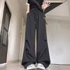 Black American Retro Tooling Pants Spring New Thin High Waist Drape Thin Slack Sweatpants