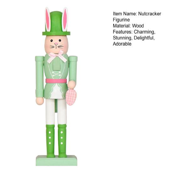 Пасхальный Кролик Щелкунчик Фигурка 12 Дюймов Деревянный Кролик Щелкунчик Украшение для Весеннего Домашнего Стола Полка Декор