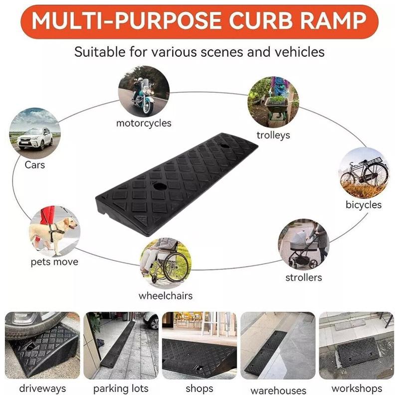 2Pcs/Pack 500*130*30mm Sidewalk Threshold Driveway Plastic PE Portable Car Loading Dock Textured Surface Curb Ramp