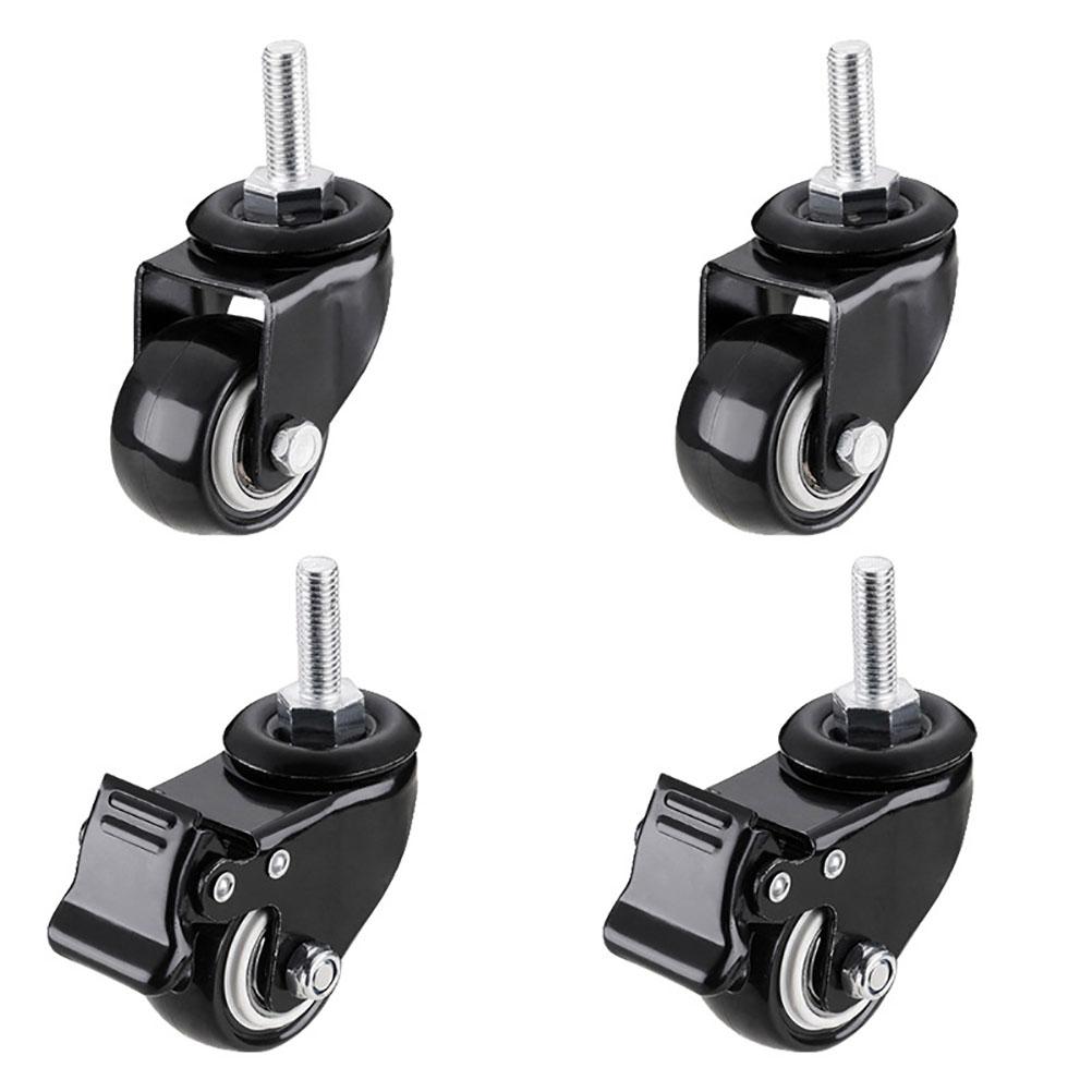 4Pcs 2 Inch M8x25mm 463LBS Universal Office Chair Caster Wheels Set Heavy Duty 2 Casters with Brake