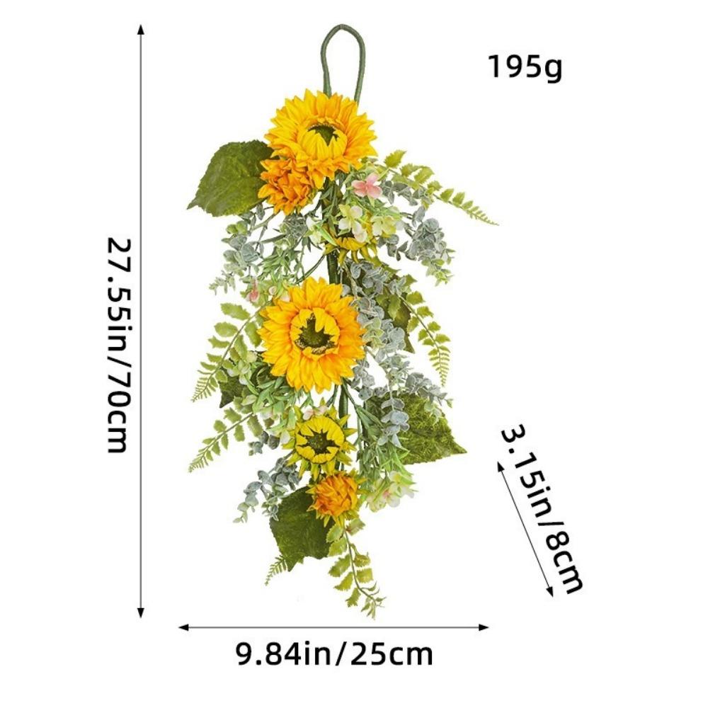 Весенний венок Подвесные пластиковые цветы Искусственный цветок Подсолнухи Венок Уличный Декор для входной двери Стены Окна Моделирование Праздничный венок для торжества