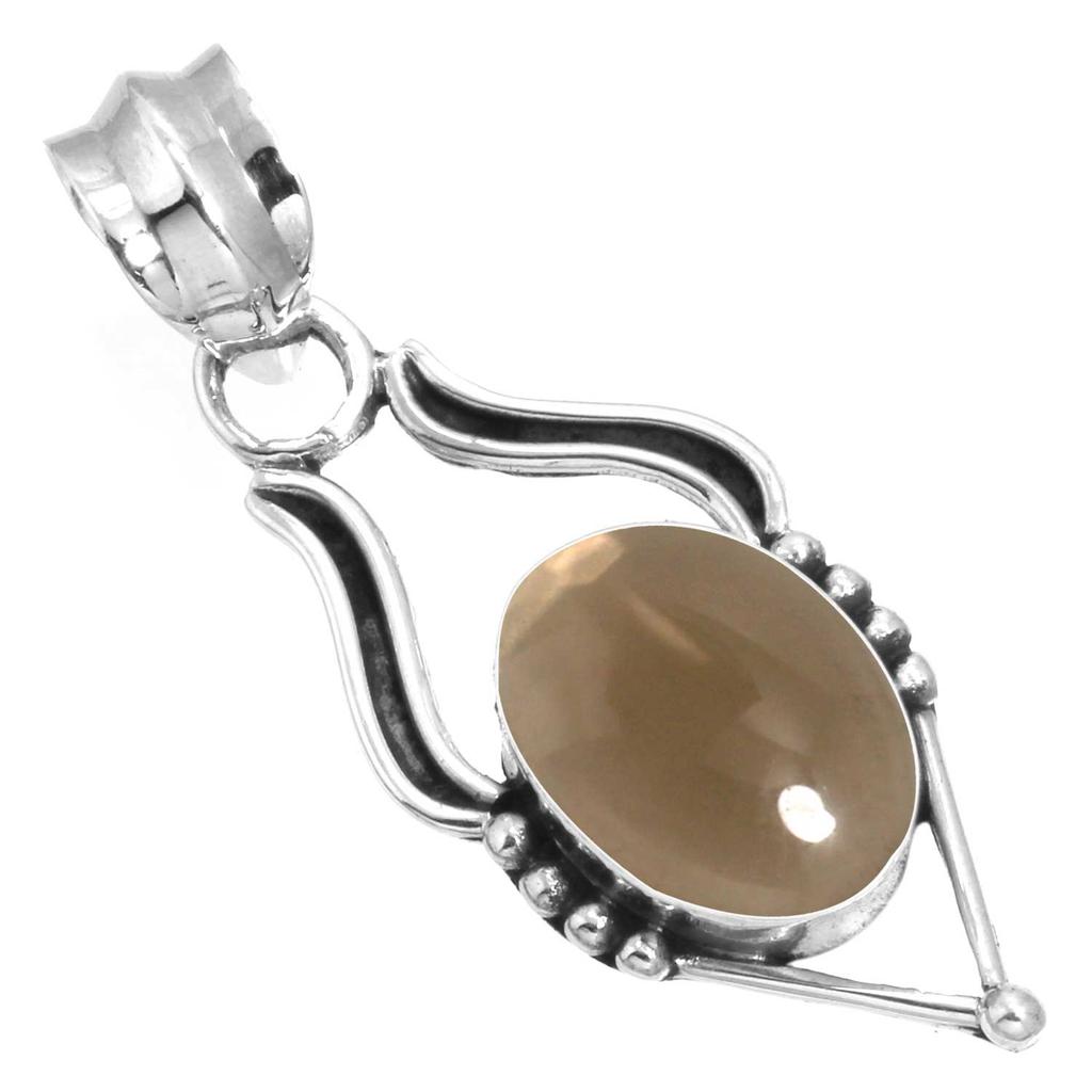 Подвеска из стерлингового серебра 925 пробы Женская Драгоценный камень Ручная работа Ювелирные изделия Подарок на День матери Малахит Лунный камень Розовый кварц Красный камень Дымчатый топаз Тигровый глаз Мода