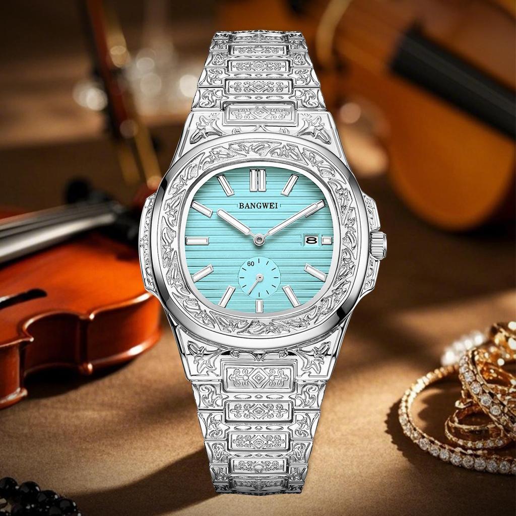 LIGE New Men Watches BANGWEI Brand Fashion Casual Quartz Wristwatches Waterproof Steel Strap Mens Watch