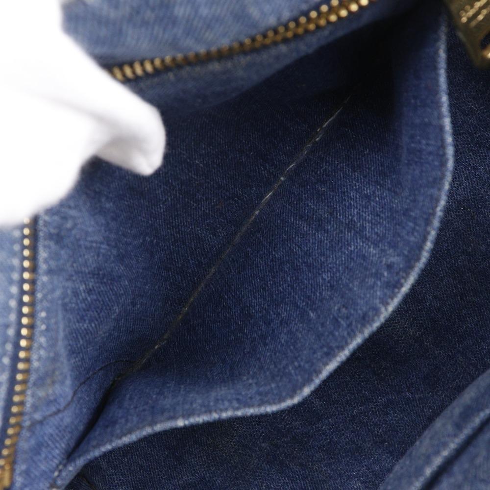 Prada Canapa Handbag 1BG439 Tote Bag Blue Denim Women Used