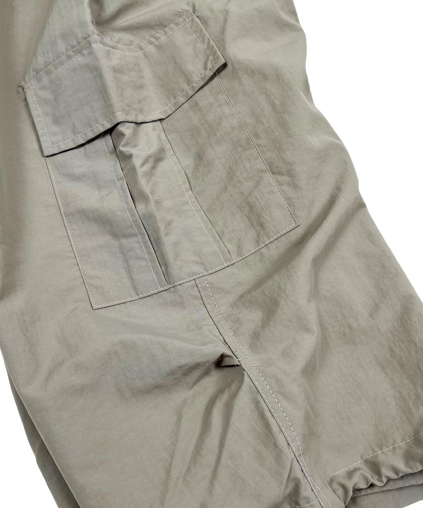 SK8ER ROCK Nylon Cargo Wide Long Half Pants Beige