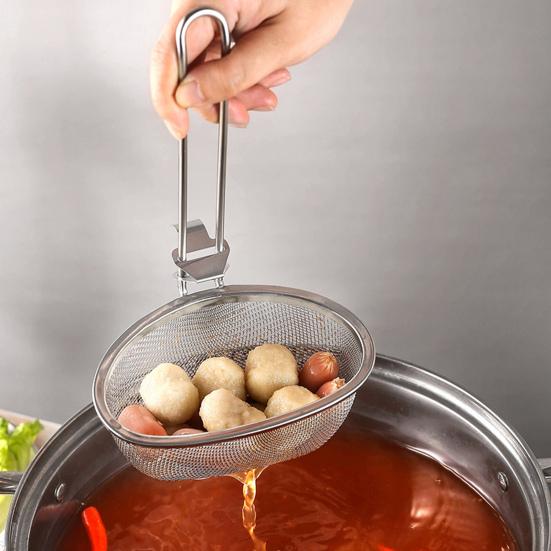 Дуршлаг с защитой от ожогов, ложка, компактный удобный фильтр для жареного картофеля фри из нержавеющей стали