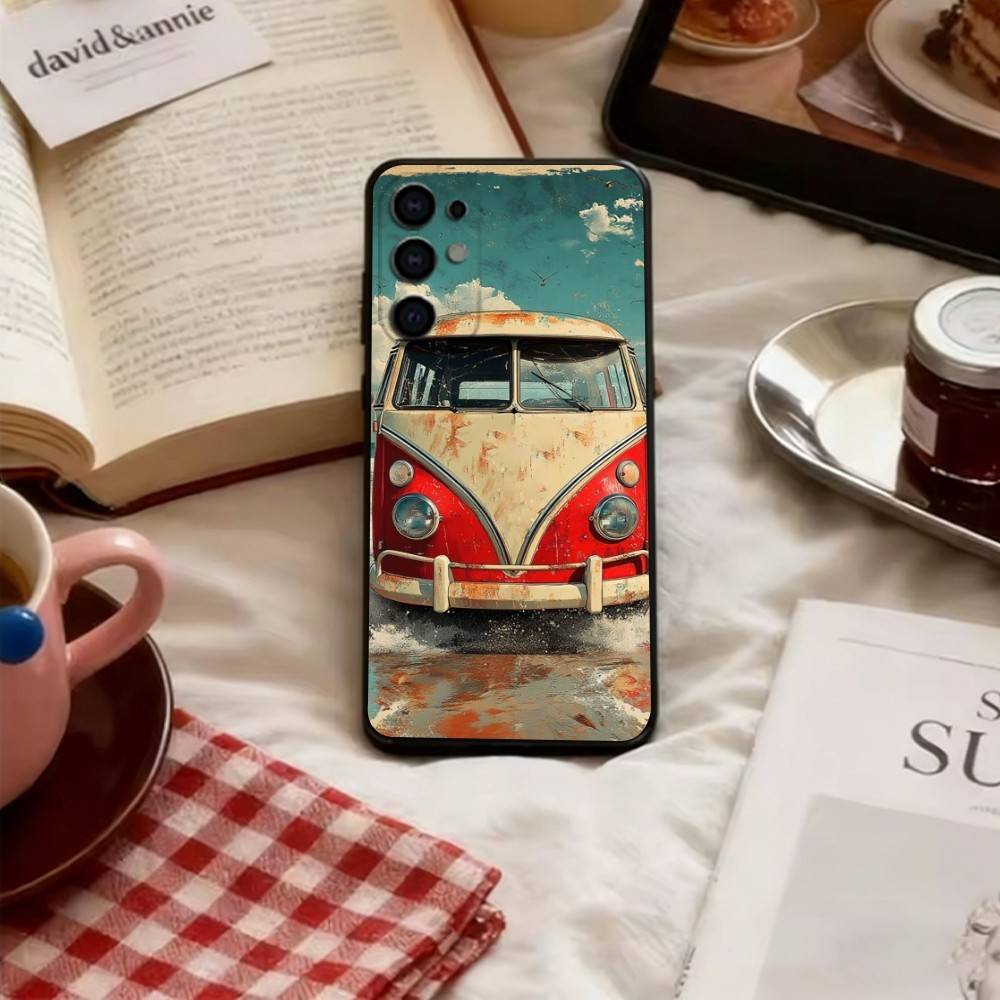 Travel Landscape Bus Phone Case Black Silicone Soft For Samsung S25,S24,S21,S22,S23,S30,Ultra,S20,Plus,Fe,Lite