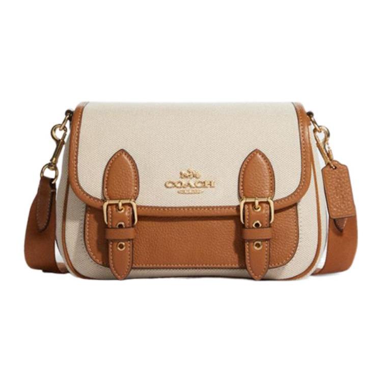 Новая тканевая сумка через плечо COACH Lucy из коровьей кожи, сумка-кроссбоди, маленький размер, женская, бежевая и коричневая CA622-IMNAM
