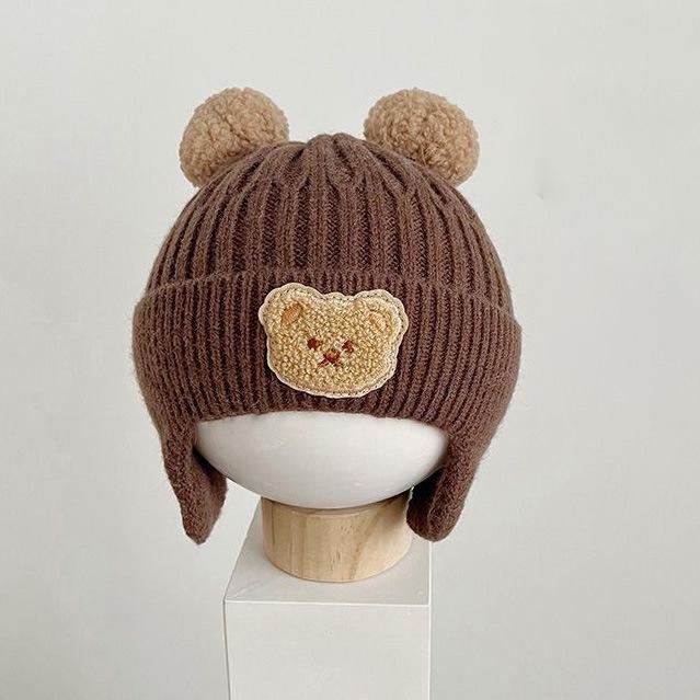 Детская мультяшная вязаная шерстяная шапка - Милый зимний стиль с теплой защитой ушей для мальчиков и девочек