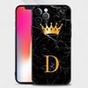 Чехол для телефона с золотой короной и буквой Queen для Iphone 14 13 12 11 Pro Max Xs Max Xr X 7 8 Plus 12 Mini 6s, силиконовый черный корпус