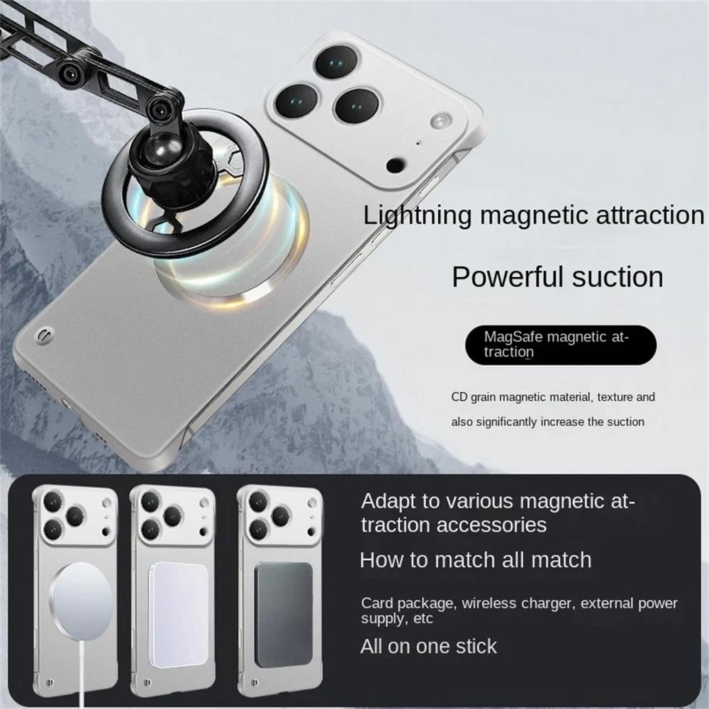 Ultra Thin Matte PC Frameless Phone Cases For iphone 17 16 15 14 13 12 Pro Max Plus 17 Air Case For Magsafe Magnetic Armor Cover