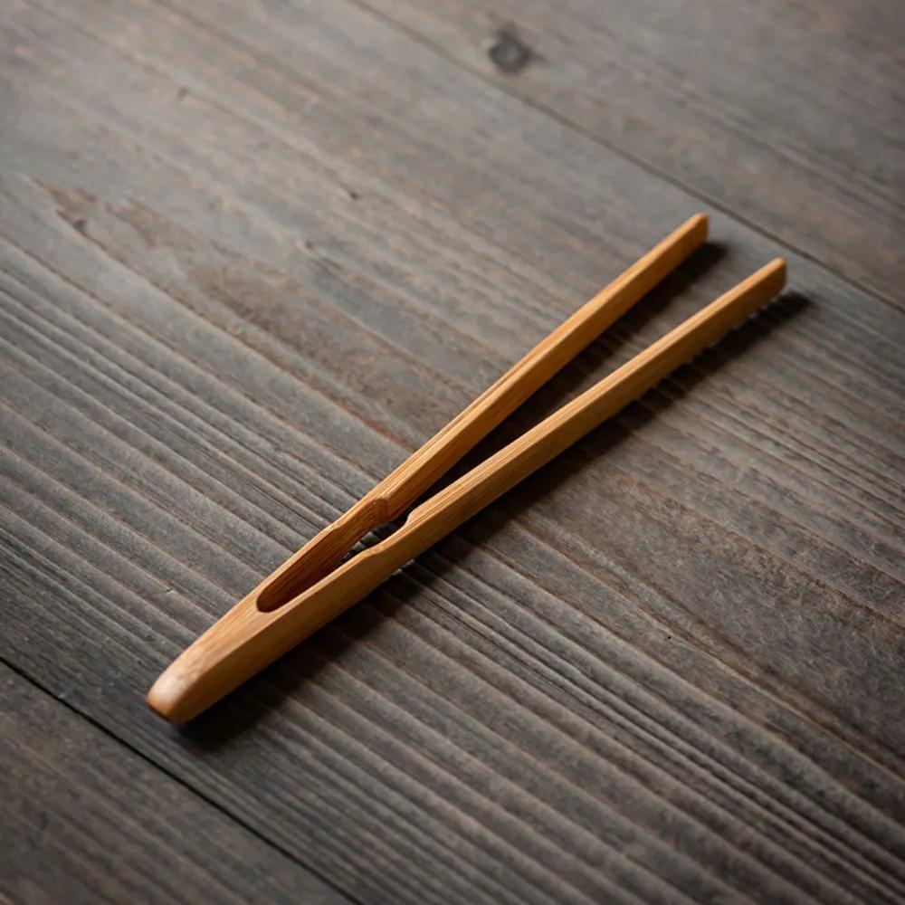 New Bamboo Wood Tea Clips Safe Straight Tea Utensil Tweezer Durable Food Toast Salad Tongs Kitchen