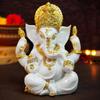 Aura Series Marble Dust Ganesha Idol (5 Inch) | Ganesh Murti for Pooja Room, Home Decor, Office Desk | Resin Vinayagar Statue for Diwali Puja |