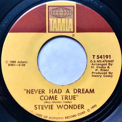7-дюймовая пластинка STEVIE WONDER - Never Had A Dream Come True T54191 Tamla 1970 UK Соул/Фанк Б/у