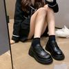 2024 весенне-осенние новые женские оксфорды, повседневная обувь на платформе, черная кожаная обувь на шнуровке, модная обувь на плоской подошве с круглым носком и массивной подошвой